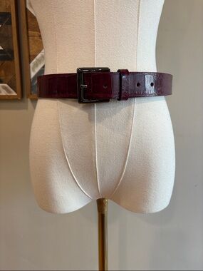 Vintage Ralph Lauren Burgundy Red Genuine American Alligator Leather Belt Medium